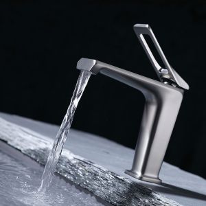 Quality Matte Black Gold Grey Bathroom Basin Faucets Single Handle 1.2GPM for sale