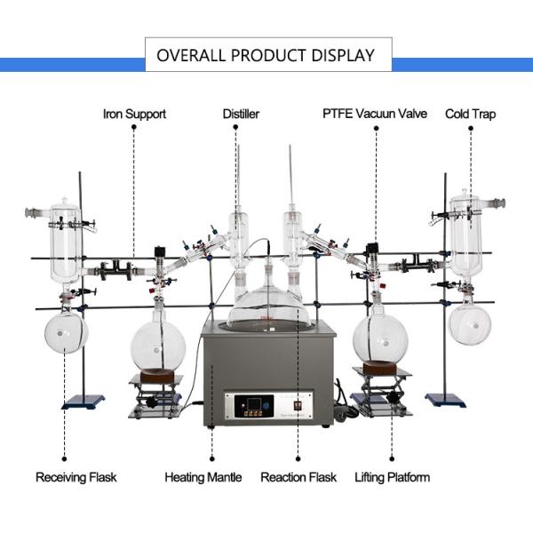 Short Path Distillation Equipment 20L High Borosilicate Glass Corrosion Resistance