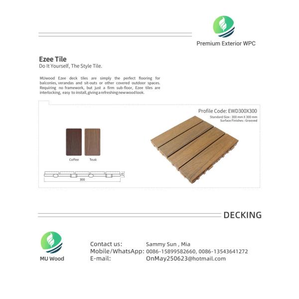 Customized Wood Deck Tiles Impact Resistant Outdoor Interlocking Wood Tiles