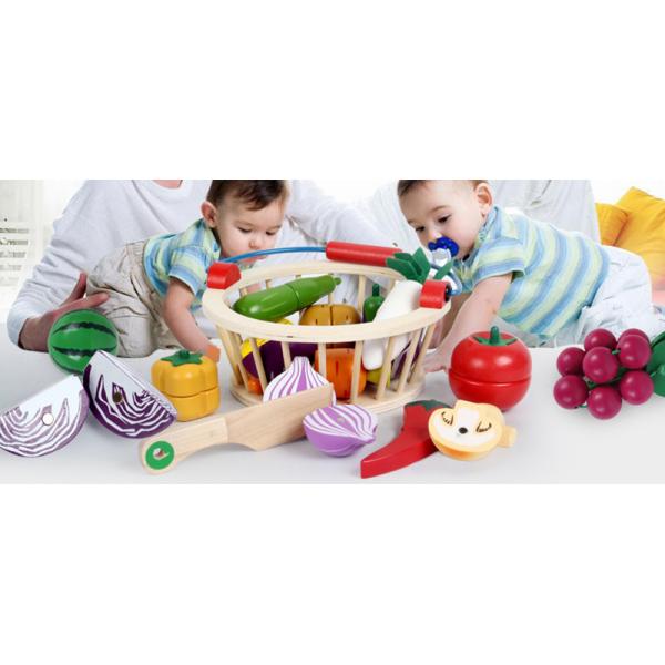 Magnetic 10.5cm Wooden Fruit Cutting Set Wooden Fruit Basket Toy