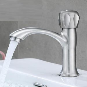 China SUS304 Stainless Steel Single Basin Faucet Cold Only In Chrome on sale