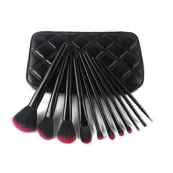MSDS Portable 11pcs Cosmetic Makeup Brush Set With Leather Bag