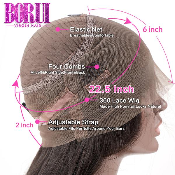 Brazilian Virgin Human Hair Wigs , Silk Straight 360 Frontal And Bundles