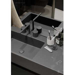 China Luxury Matte Black Customized Bathroom Cabinet With Undermount Black Sink on sale