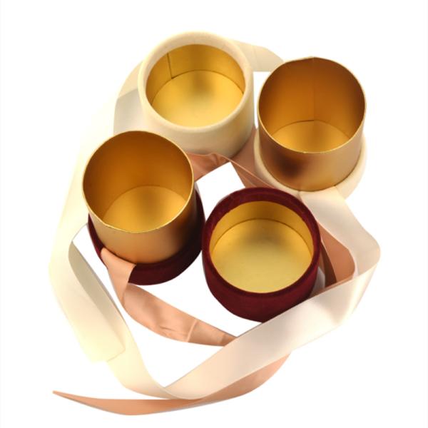 Matte Varnish Surface Finish Round Velvet Gift Box for Wedding Favors and Candied