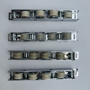 China Stainless Steel Adjustable Sliding Door Roller Four Door Pulley 23mm Width 20mm Height on sale