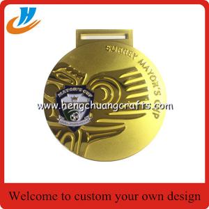 China Matt gold plated die cast medal, souvenir award ribbon medals for souvenir on sale