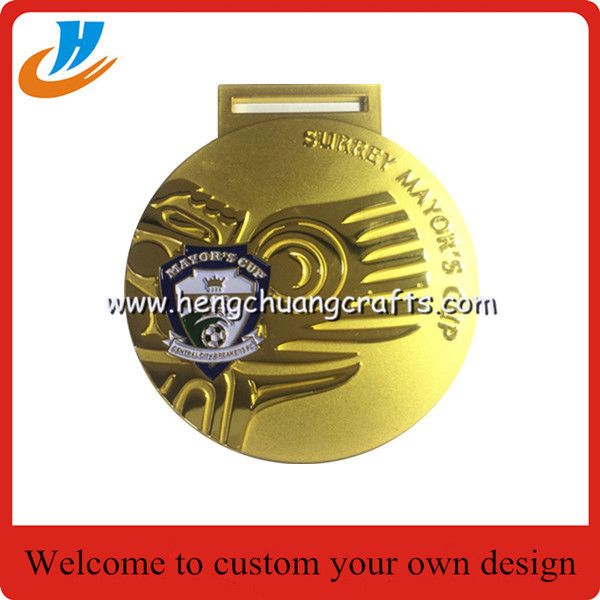 Relief metal medal with raised horse, personalized embossed metal medals
