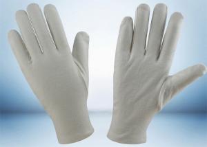 Quality Bleached White Cotton Inspection Gloves , Cotton Glove Liners Hemming Cuff for sale