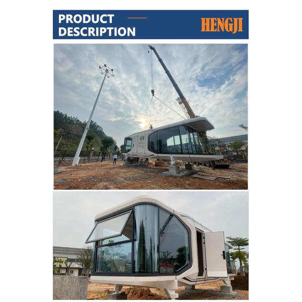 Hotel Accommodation 38 M2 Model E7 Solar Capsule House With Luxury Apple Cabin Design