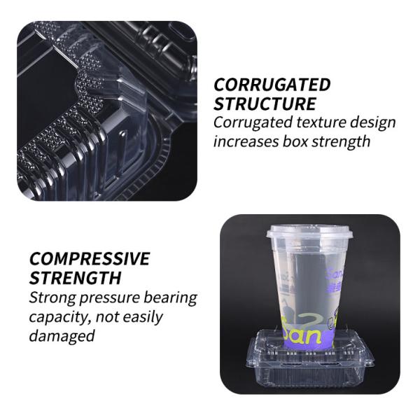 Clear Disposable Plastic Food Containers Hinged Lid Box For Cake Pastries