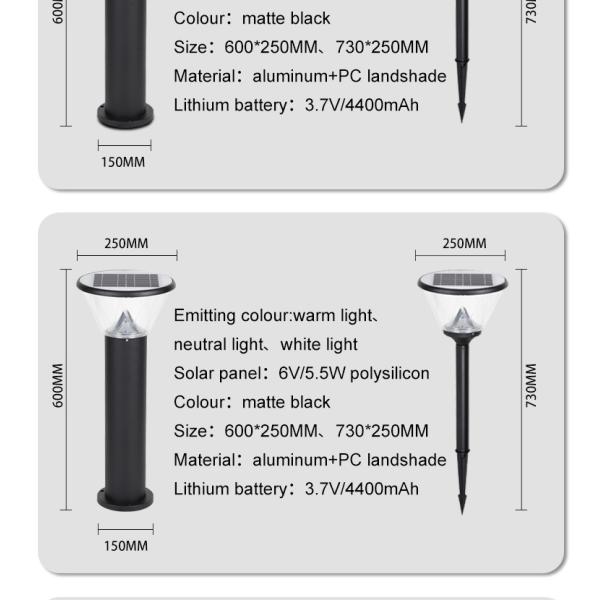 Waterproof Solar Garden Light Lantern Pathway Pathway Decoration 226x750mm