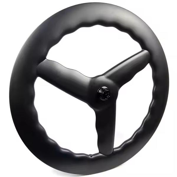 Rear Fixed Gear 700C Road Bike Wheelset 3 Spoke 70mm Depth With Wave Circle Disc Brake System