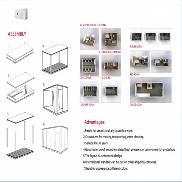 Customizable Assemble Steel Structure Prefab Container House with Bathroom and Kitchen