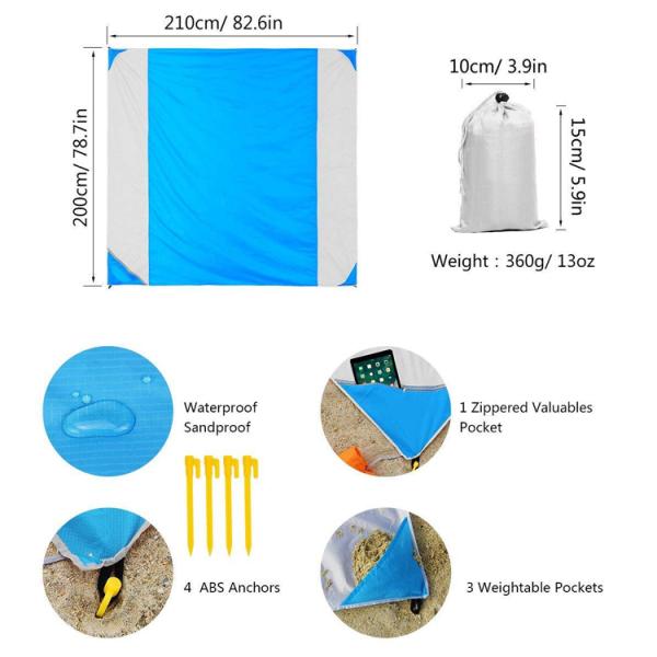 Outdoor Camping Sand Proof Ripstop Nylon Waterproof Compact Beach Blanket / Oversize Picnic Blanket / Beach Mat