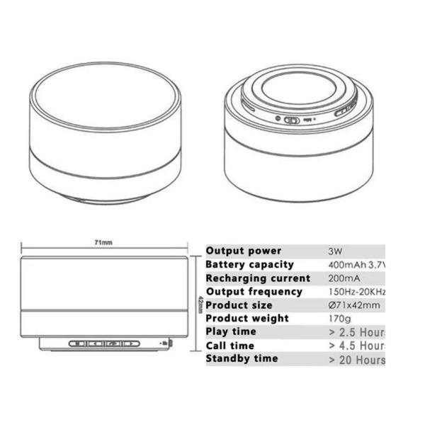 2018 New products A10 mini bluetooth ibastek 3W speaker with colorful LED FM radio
