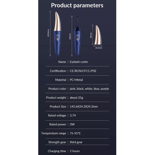 Fast Electric Eyelash Beauty Makeup Rechargeable Heating Beauty Equipment Handle Heater Eyelash Curler