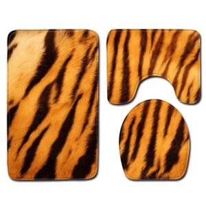 Animal Leopard Patterned Three Piece Bathroom Mats Rugs OEM ODM