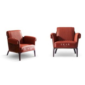 Quality Living Room Modern Leather Arm Leisure Chair With Ottoman W006SF11A for sale