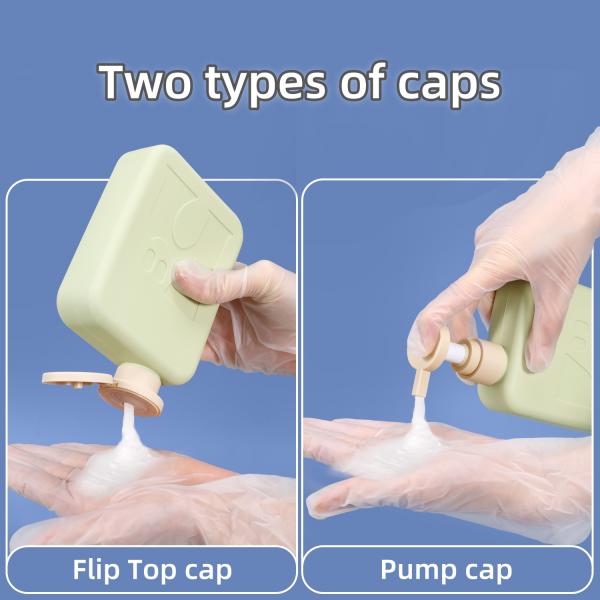 300ml Green Plastic Square Shampoo and Conditioner Bottle Custom Cosmetic Plastic Bottle with Flip top cap