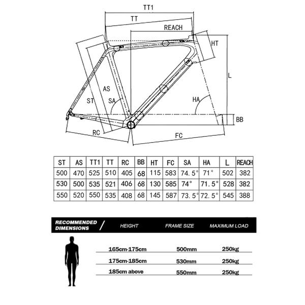 700C Rim Brake Bike Frame Full Carbon Fiber Racing Road Bike Frameset Max 23C Tire