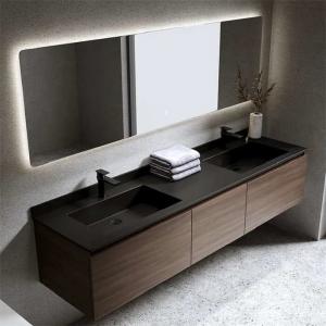China Sintered Stone Countertop Mirrored Bathroom Vanity Wood Bathroom Cabinet SGS on sale