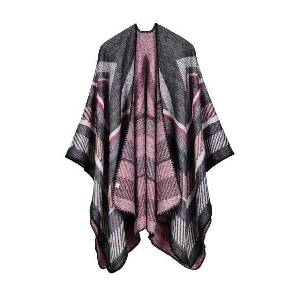 New European and American imitation cashmere cloak big frame jacquard open fork shawl