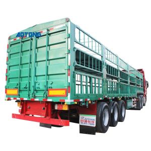 3 Axle Cargo Transport Truck Trailers for Cattle Carrier Steel Farm Fence Semi Trailers