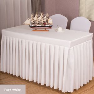 blue Washable 100% Polyester Restaurant Table Skirt