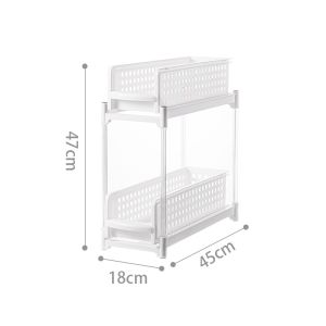 Quality Double Tiers Plastic Pantry Shelves PP Shelf Plastic Kitchen Rack for sale