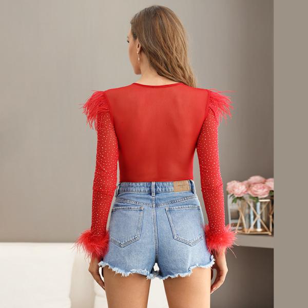 Sparkle Rhinestone Lace One Piece Bodysuit 95% Polyester 5% Spandex