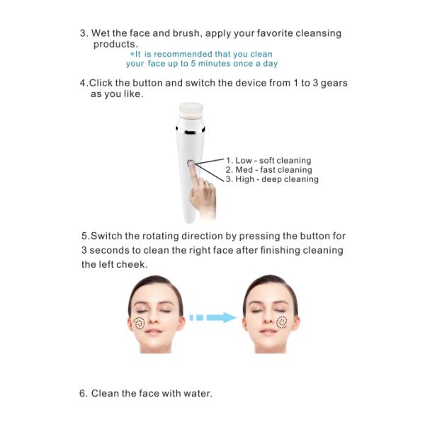 300 MAH Rechargeable Facial Cleansing Brush , Spin Brush Face Cleanser