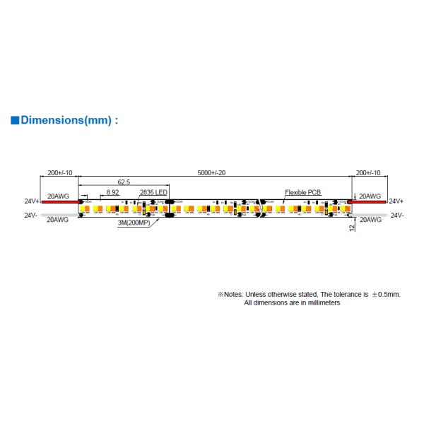 Dim Warm 3000K LED Flexible Strips 24V DC For Indoor Decoration Lighting