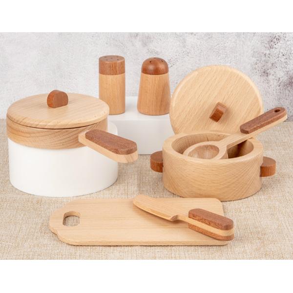 Children'S Log Wooden Kitchen Toy Set Simulation Mini Educational