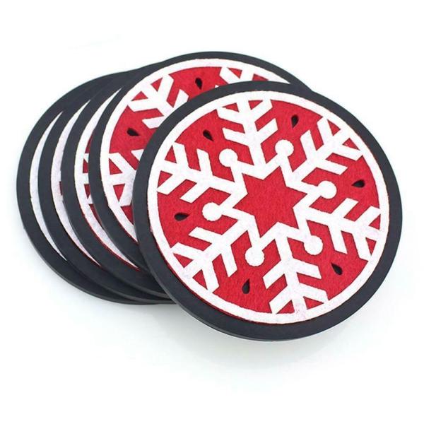 Heat Insulation 10cm Felt Christmas Themed Cup Mat