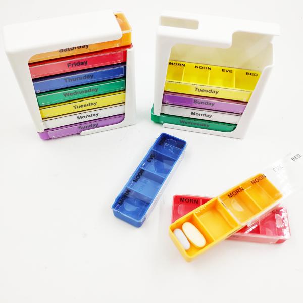 Detachable pill box Food Grade Promotion Gift weekly 14 case medicine box Plastic Pill Organizer Box 7 days