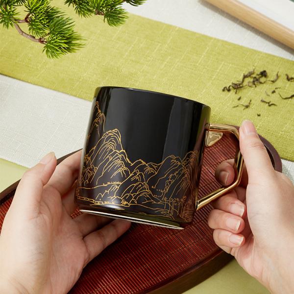 Exquisite Hand Painted Color Changing Glaze Ceramic Coffee Mug With 400ml Capacity For Gift Decoration