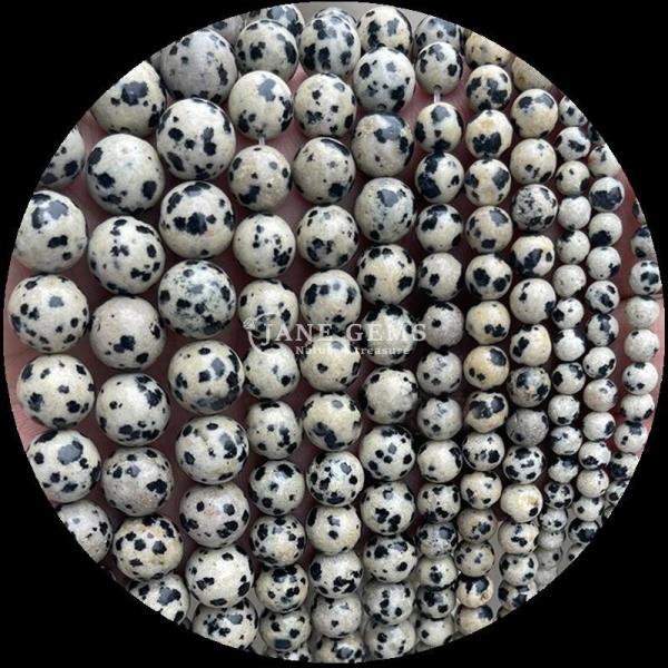 Polished Technique Round Cut Gems Bead in Multi-color Crystal Healing Stone Dalmatian Jasper Lava Stone Loose Bead Strands for Beaded Hair Accessories