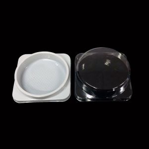 China Food Grade PET Mousse Cake Box Clear Lid White Base on sale