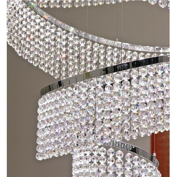 Thickened Chassis Polishing Crystal Large Chandelier Lights 25m2 For Double Revolving Staircase