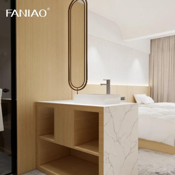 Custom Hotel Room Armoire Open Storage Wardrobe Wooden Closet Design with Mirror