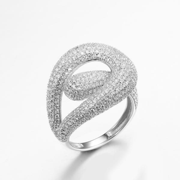 Annulus Shape 7.59g 925 Silver CZ Rings Rhodium Plated Infinite Loop Ring