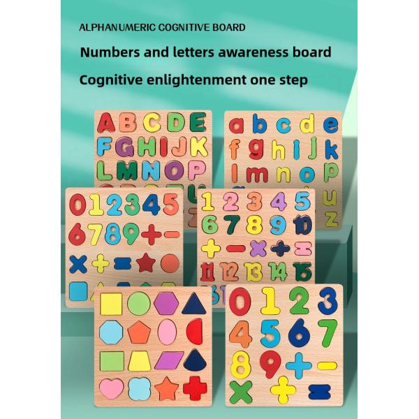 Educational Toys 26 Letter Number Recognize Colorful Alphabet Wooden Panel Pegged Puzzles