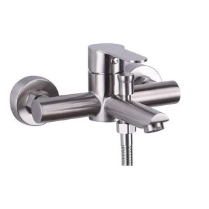 Quality Silver Luster Stainless Steel Hot Cold Bathroom Faucet Contemporary for sale