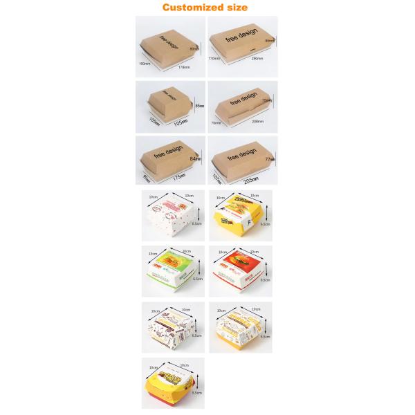 Wholesale Eco-friendly Fast Food Paper Boxes Custom Printed Logo for Burgers