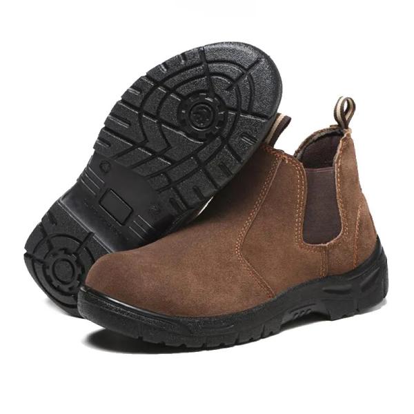 Brown Anti Electric Shock Shoes S3 Plastic Toe Safety Boots Anti Slip