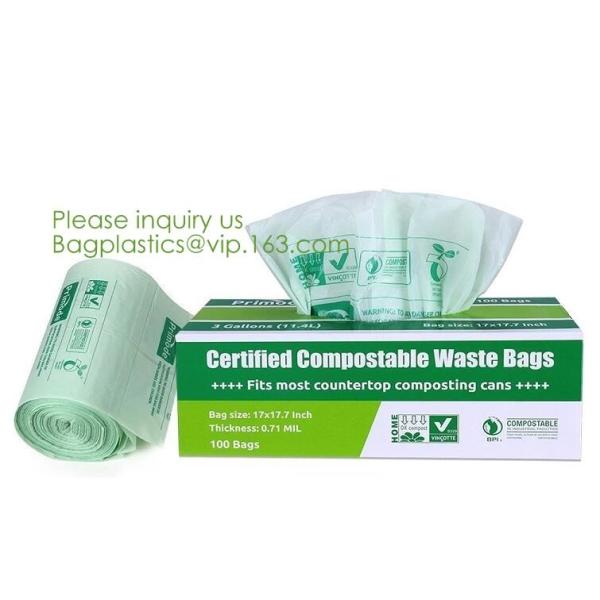 64 Gallon compostable trash bag biodegradable garbage bag, 0.9 Mil, 47"W x 60"H,cornstarch made 100% eco friendly direct