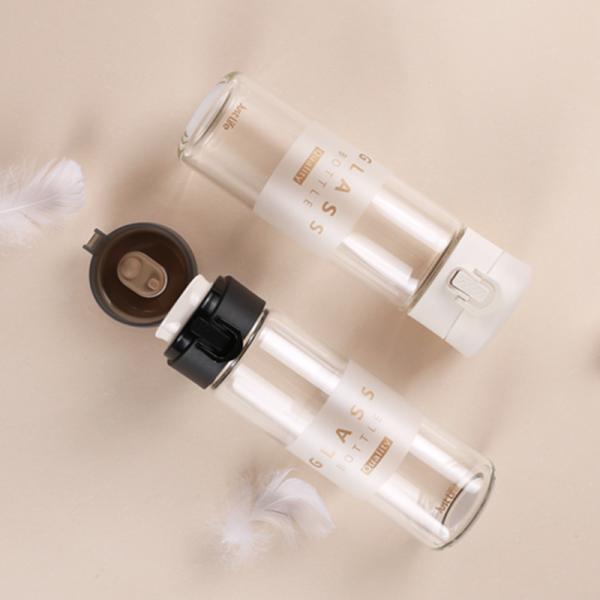 ODM 300ml Flip Top Lid Insulation Glass Tea Bottles With Strainer