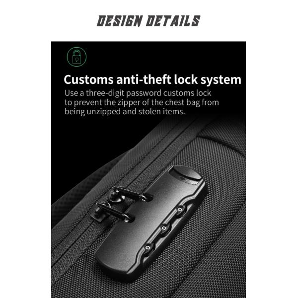 Wholesale waterproof anti theft designer crossbody bag custom logo USB sling bags for men single shoulder chest bag