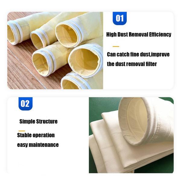 Polyester Dust Filter Bag Cement Dust Collector Bag 550g/M2 With Ptfe Coating
